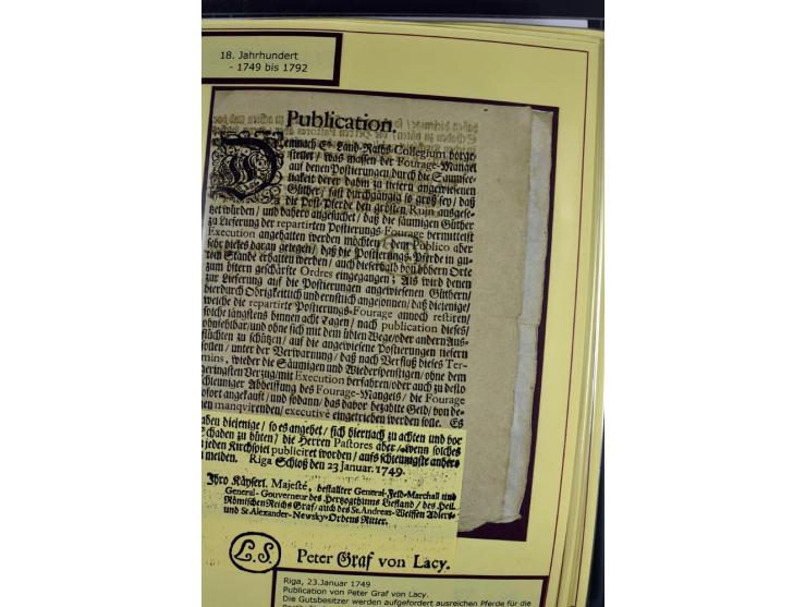 1617/1917, Die Postgeschichte Rigas, Sammlung von über 250 Briefen, Karten und Ganzsachen, dabei 3 Briefe aus dem 17. Jahrhun