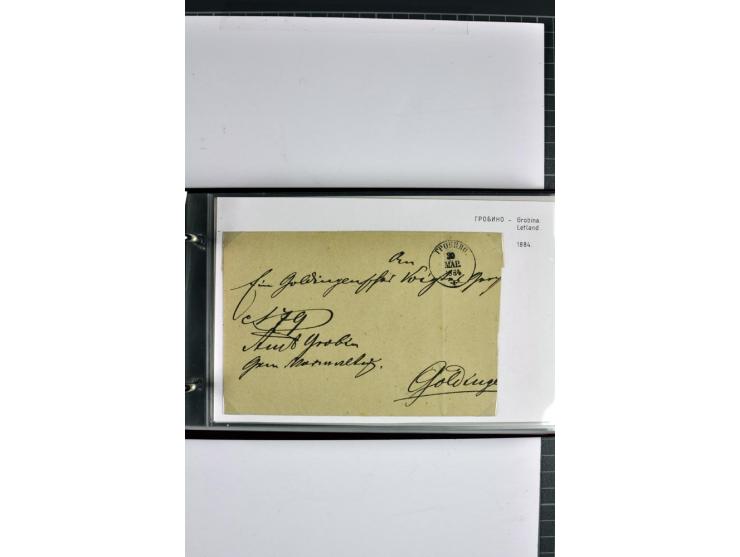 1860/1915, 55 Briefe, Karten und Ganzsachen mit kyrillischen Poststempeln aus Kurland von Bauske bis Jakobstadt