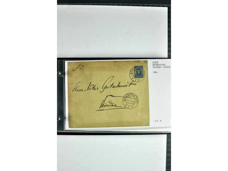1860/1915, 55 Briefe, Karten und Ganzsachen mit kyrillischen Poststempeln aus Kurland von Bauske bis Jakobstadt