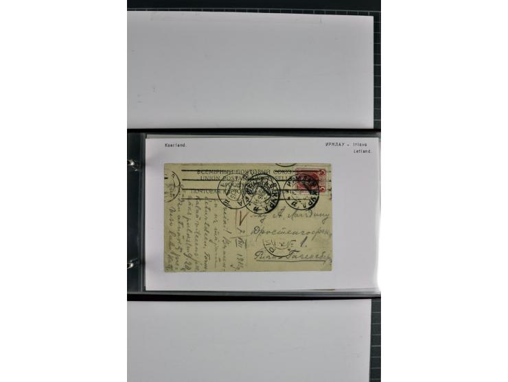 1860/1915, 55 Briefe, Karten und Ganzsachen mit kyrillischen Poststempeln aus Kurland von Bauske bis Jakobstadt