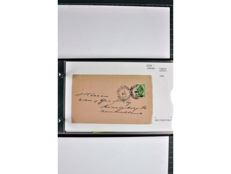 1860/1915, 55 Briefe, Karten und Ganzsachen mit kyrillischen Poststempeln aus Kurland von Bauske bis Jakobstadt