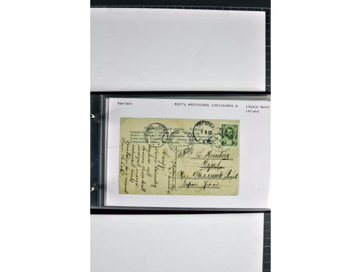 1860/1915, 55 Briefe, Karten und Ganzsachen mit kyrillischen Poststempeln aus Kurland von Bauske bis Jakobstadt