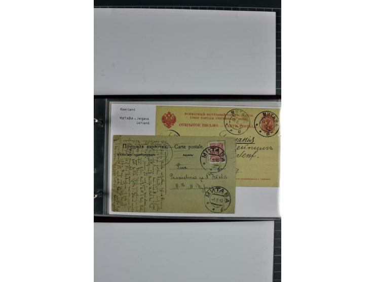 1860/1915, 55 Briefe, Karten und Ganzsachen mit kyrillischen Poststempeln aus Kurland von Bauske bis Jakobstadt
