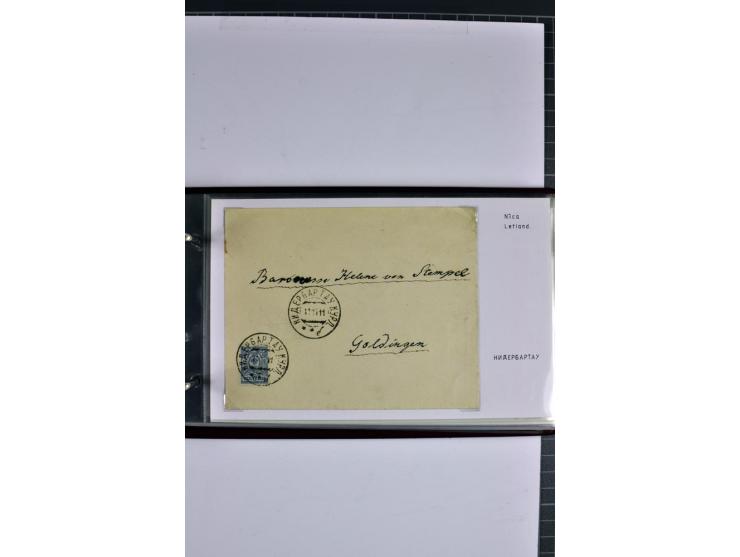 1860/1915, 55 Briefe, Karten und Ganzsachen mit kyrillischen Poststempeln aus Kurland von Bauske bis Jakobstadt