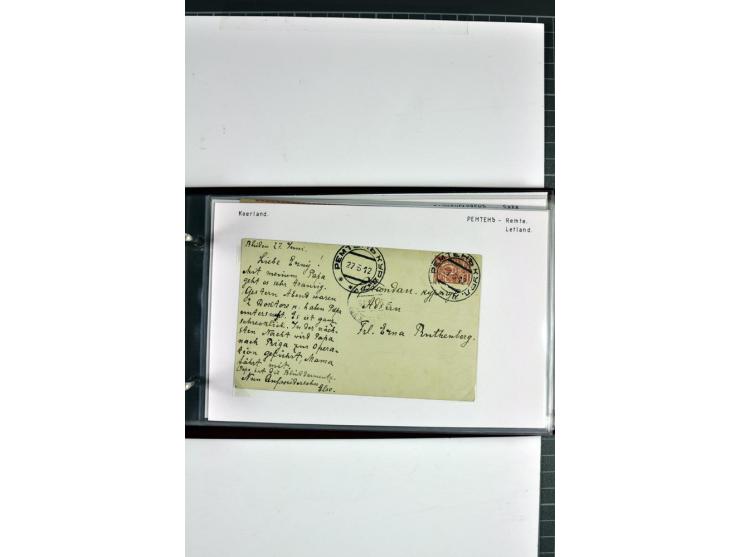 1860/1915, 55 Briefe, Karten und Ganzsachen mit kyrillischen Poststempeln aus Kurland von Bauske bis Jakobstadt