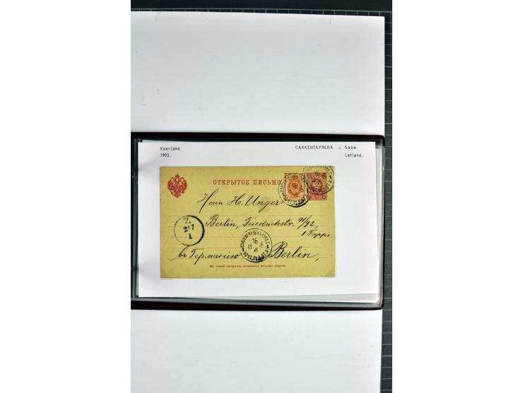 1860/1915, 55 Briefe, Karten und Ganzsachen mit kyrillischen Poststempeln aus Kurland von Bauske bis Jakobstadt