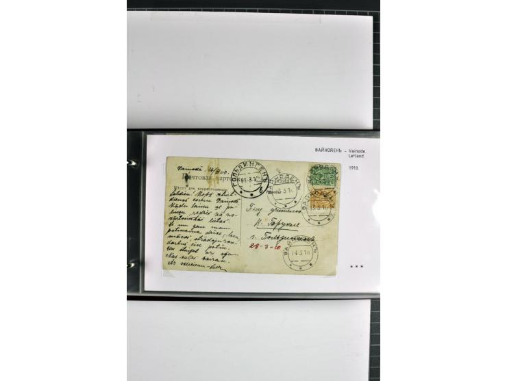 1860/1915, 55 Briefe, Karten und Ganzsachen mit kyrillischen Poststempeln aus Kurland von Bauske bis Jakobstadt