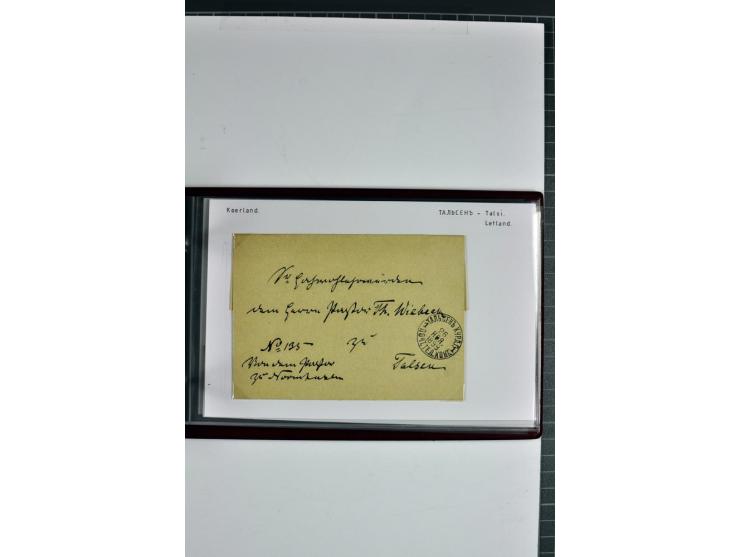 1860/1915, 55 Briefe, Karten und Ganzsachen mit kyrillischen Poststempeln aus Kurland von Bauske bis Jakobstadt