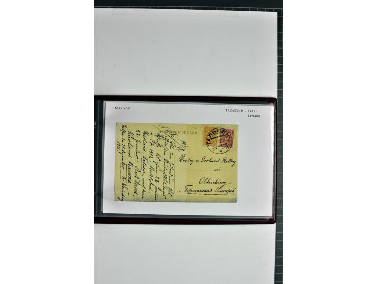 1860/1915, 55 Briefe, Karten und Ganzsachen mit kyrillischen Poststempeln aus Kurland von Bauske bis Jakobstadt