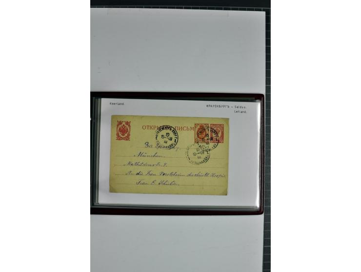 1860/1915, 55 Briefe, Karten und Ganzsachen mit kyrillischen Poststempeln aus Kurland von Bauske bis Jakobstadt