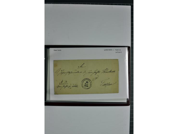 1860/1915, 55 Briefe, Karten und Ganzsachen mit kyrillischen Poststempeln aus Kurland von Bauske bis Jakobstadt