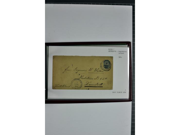 1860/1915, 55 Briefe, Karten und Ganzsachen mit kyrillischen Poststempeln aus Kurland von Bauske bis Jakobstadt