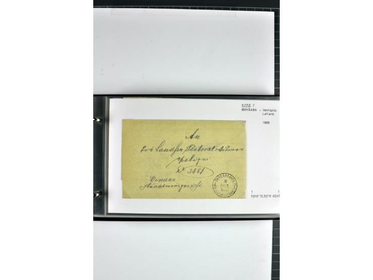 1860/1915, 55 Briefe, Karten und Ganzsachen mit kyrillischen Poststempeln aus Kurland von Bauske bis Jakobstadt