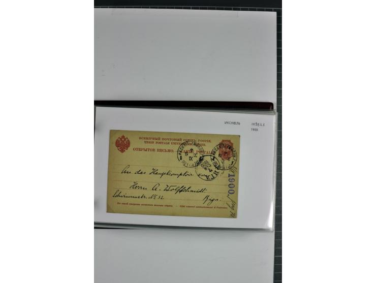 1881/1917, 66 Briefe, Karten und Ganzsachen mit kyrillischen Poststempeln aus Livland von Aloja bis Alt-Schwanenburg