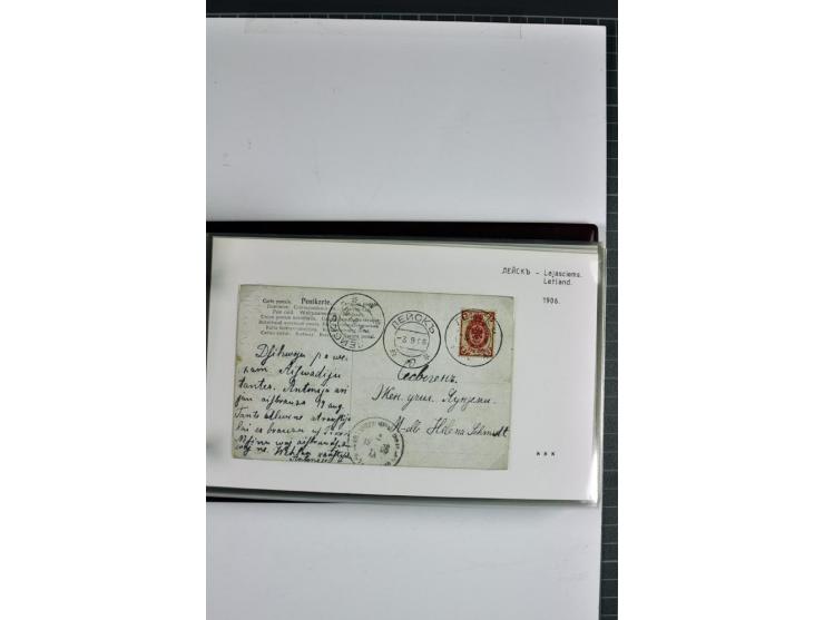 1881/1917, 66 Briefe, Karten und Ganzsachen mit kyrillischen Poststempeln aus Livland von Aloja bis Alt-Schwanenburg