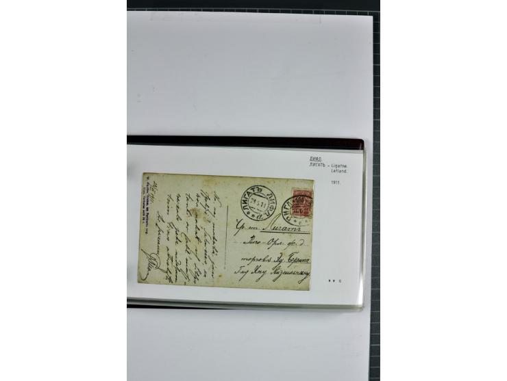 1881/1917, 66 Briefe, Karten und Ganzsachen mit kyrillischen Poststempeln aus Livland von Aloja bis Alt-Schwanenburg