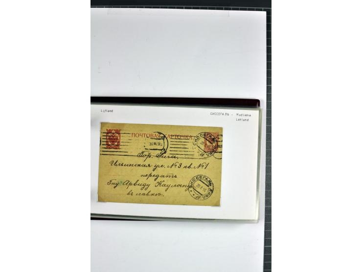 1881/1917, 66 Briefe, Karten und Ganzsachen mit kyrillischen Poststempeln aus Livland von Aloja bis Alt-Schwanenburg