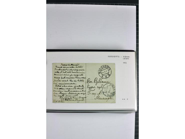 1881/1917, 66 Briefe, Karten und Ganzsachen mit kyrillischen Poststempeln aus Livland von Aloja bis Alt-Schwanenburg