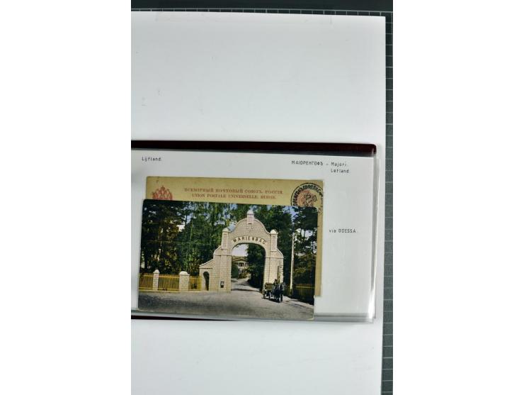 1881/1917, 66 Briefe, Karten und Ganzsachen mit kyrillischen Poststempeln aus Livland von Aloja bis Alt-Schwanenburg
