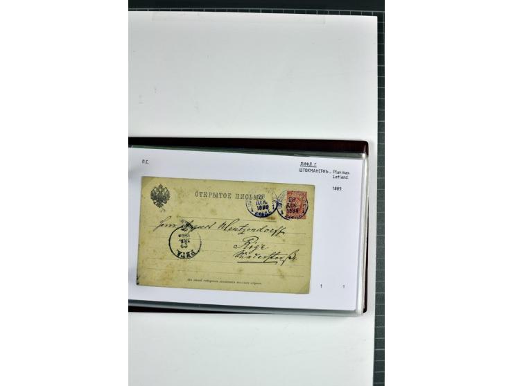 1881/1917, 66 Briefe, Karten und Ganzsachen mit kyrillischen Poststempeln aus Livland von Aloja bis Alt-Schwanenburg