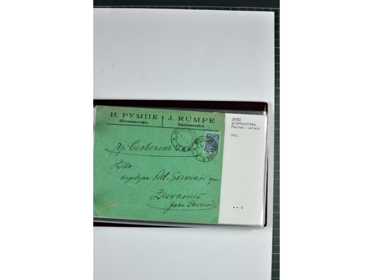 1881/1917, 66 Briefe, Karten und Ganzsachen mit kyrillischen Poststempeln aus Livland von Aloja bis Alt-Schwanenburg