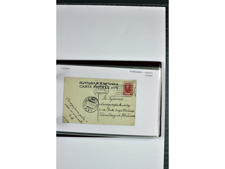 1881/1917, 66 Briefe, Karten und Ganzsachen mit kyrillischen Poststempeln aus Livland von Aloja bis Alt-Schwanenburg