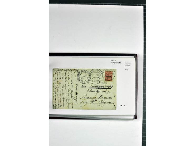 1881/1917, 66 Briefe, Karten und Ganzsachen mit kyrillischen Poststempeln aus Livland von Aloja bis Alt-Schwanenburg