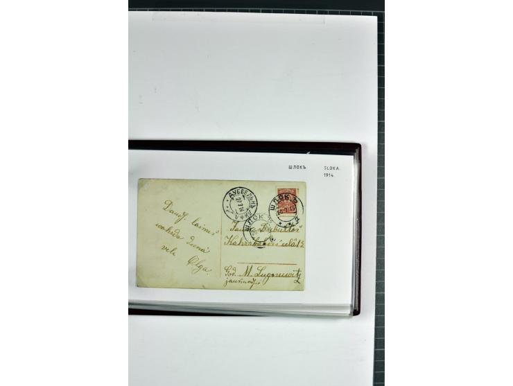 1881/1917, 66 Briefe, Karten und Ganzsachen mit kyrillischen Poststempeln aus Livland von Aloja bis Alt-Schwanenburg
