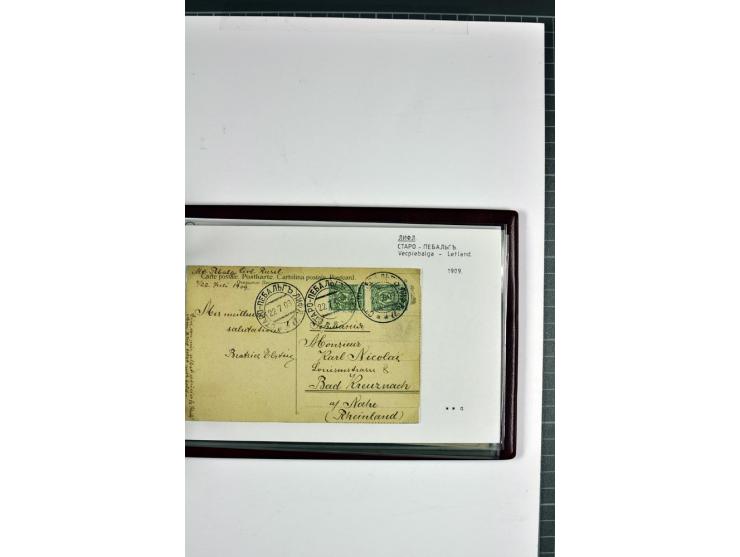 1881/1917, 66 Briefe, Karten und Ganzsachen mit kyrillischen Poststempeln aus Livland von Aloja bis Alt-Schwanenburg