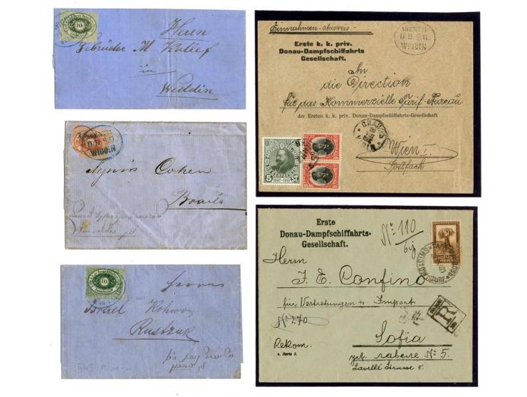 1866/67, 6 Briefe mit Mi.-Nr. 1 (2), 2 und 3I (3) mit Stempeln von Sistov, Widdin bzw. nur mit Datumstempel, dazu markenloser