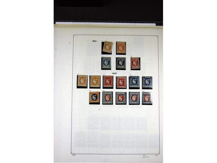 1858/1911, ungebrauchte und gestempelte Sammlung inkl. Portomarken auf alten Albenblättern, dabei bessere Werte, Papiersorten