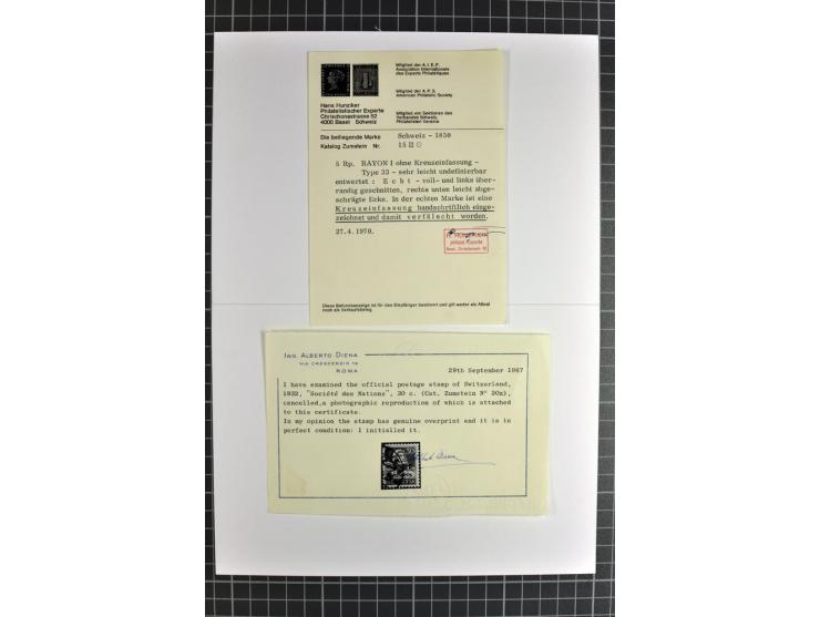 1843/1976, postfrische, ungebrauchte und gestempelte Sammlung mit u.a. Zürich Mi.-Nr. 2II (Attest), Bundespost Mi.-Nr. 4, 5I,