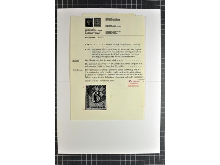 1843/1976, postfrische, ungebrauchte und gestempelte Sammlung mit u.a. Zürich Mi.-Nr. 2II (Attest), Bundespost Mi.-Nr. 4, 5I,