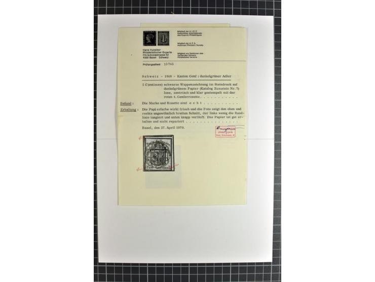 1843/1976, postfrische, ungebrauchte und gestempelte Sammlung mit u.a. Zürich Mi.-Nr. 2II (Attest), Bundespost Mi.-Nr. 4, 5I,