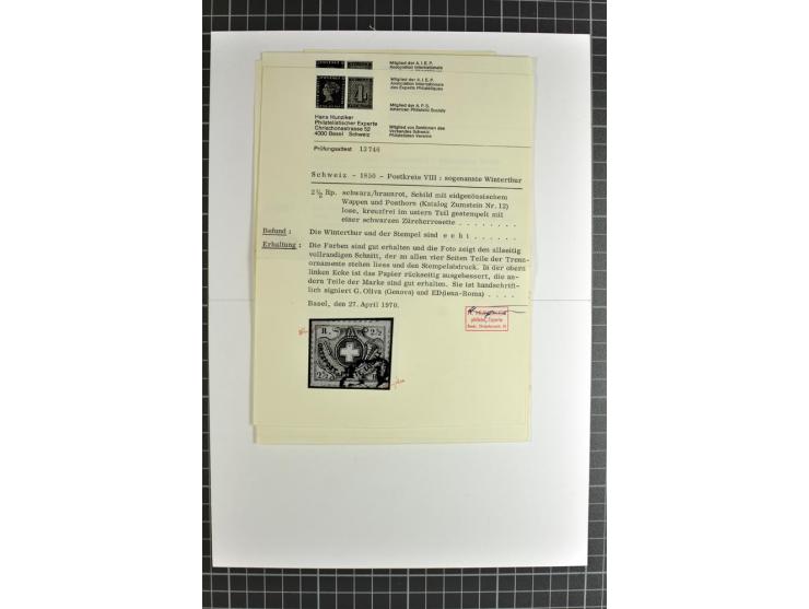 1843/1976, postfrische, ungebrauchte und gestempelte Sammlung mit u.a. Zürich Mi.-Nr. 2II (Attest), Bundespost Mi.-Nr. 4, 5I,