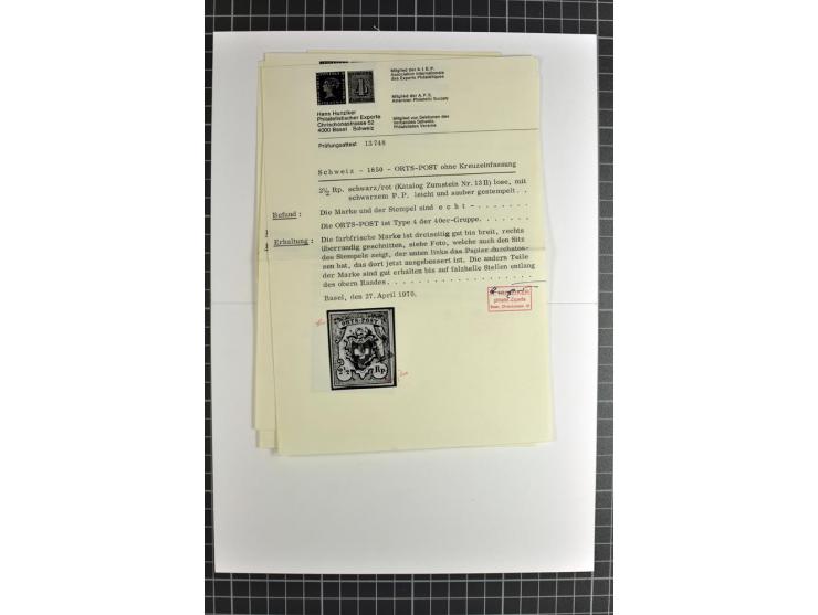 1843/1976, postfrische, ungebrauchte und gestempelte Sammlung mit u.a. Zürich Mi.-Nr. 2II (Attest), Bundespost Mi.-Nr. 4, 5I,