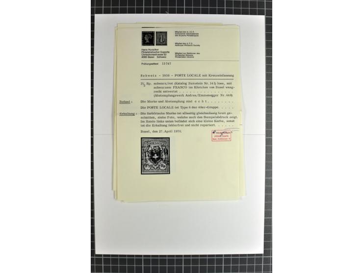 1843/1976, postfrische, ungebrauchte und gestempelte Sammlung mit u.a. Zürich Mi.-Nr. 2II (Attest), Bundespost Mi.-Nr. 4, 5I,