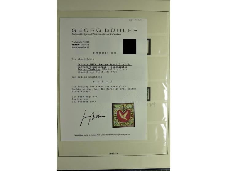 1845/2011, postfrische, ungebrauchte und gestempelte Sammlung mit u.a. Basel Mi.-Nr. 1 (Altsignaturen), Bundespost Mi.-Nr. 42