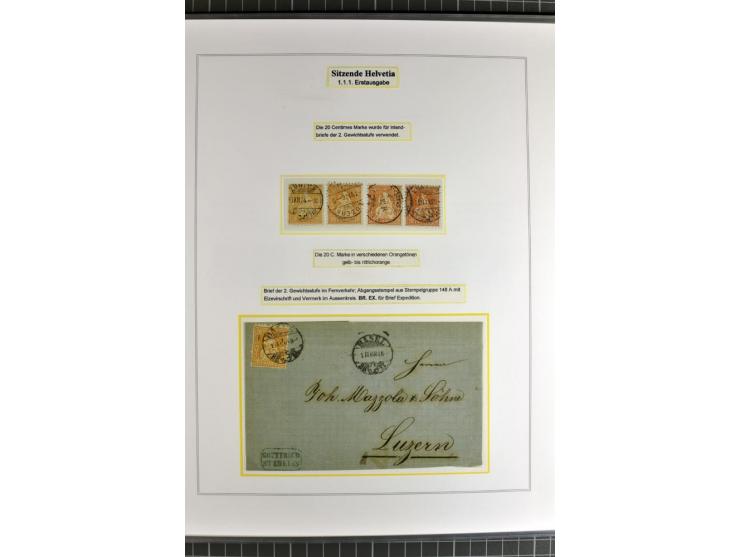 1862/81, Stehende Helvetia, Portostufen-Sammlung mit Briefen, Karten und Ganzsachen, dabei Mi.-Nr. 16+23 (Attest Renggli), 40