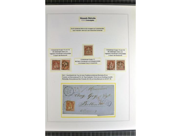 1862/81, Stehende Helvetia, Portostufen-Sammlung mit Briefen, Karten und Ganzsachen, dabei Mi.-Nr. 16+23 (Attest Renggli), 40