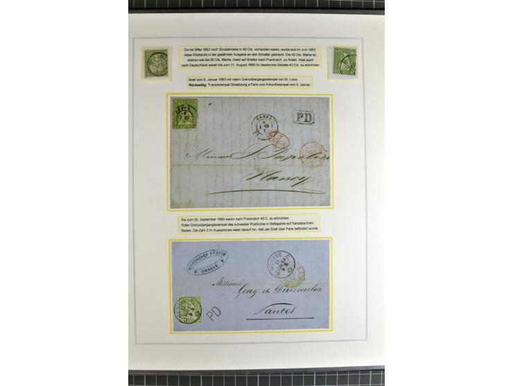1862/81, Stehende Helvetia, Portostufen-Sammlung mit Briefen, Karten und Ganzsachen, dabei Mi.-Nr. 16+23 (Attest Renggli), 40