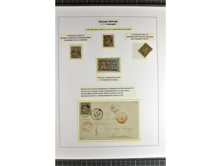 1862/81, Stehende Helvetia, Portostufen-Sammlung mit Briefen, Karten und Ganzsachen, dabei Mi.-Nr. 16+23 (Attest Renggli), 40