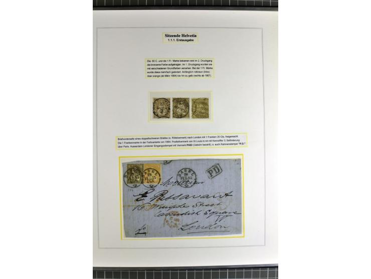 1862/81, Stehende Helvetia, Portostufen-Sammlung mit Briefen, Karten und Ganzsachen, dabei Mi.-Nr. 16+23 (Attest Renggli), 40