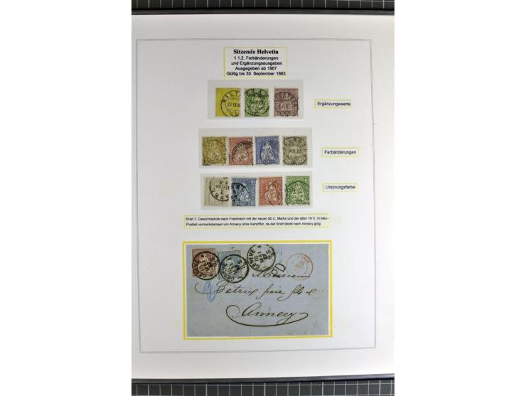1862/81, Stehende Helvetia, Portostufen-Sammlung mit Briefen, Karten und Ganzsachen, dabei Mi.-Nr. 16+23 (Attest Renggli), 40