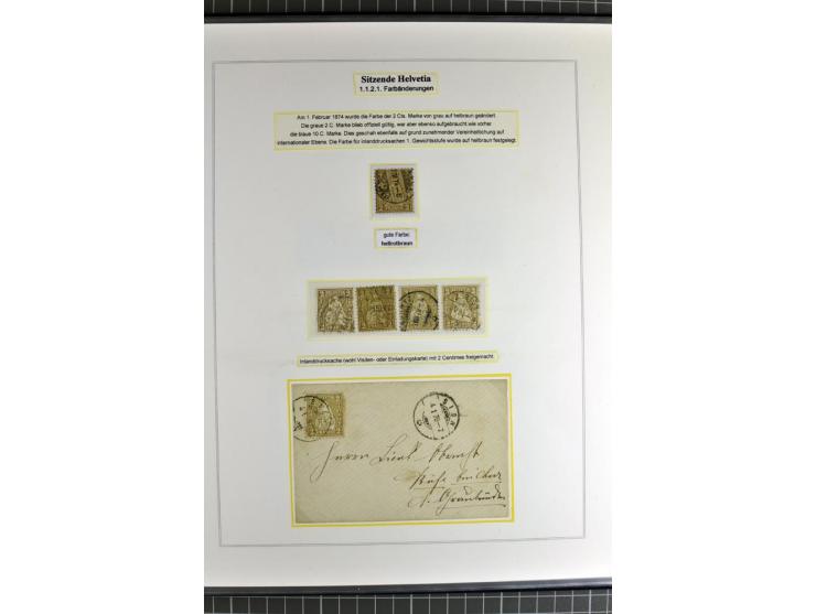 1862/81, Stehende Helvetia, Portostufen-Sammlung mit Briefen, Karten und Ganzsachen, dabei Mi.-Nr. 16+23 (Attest Renggli), 40