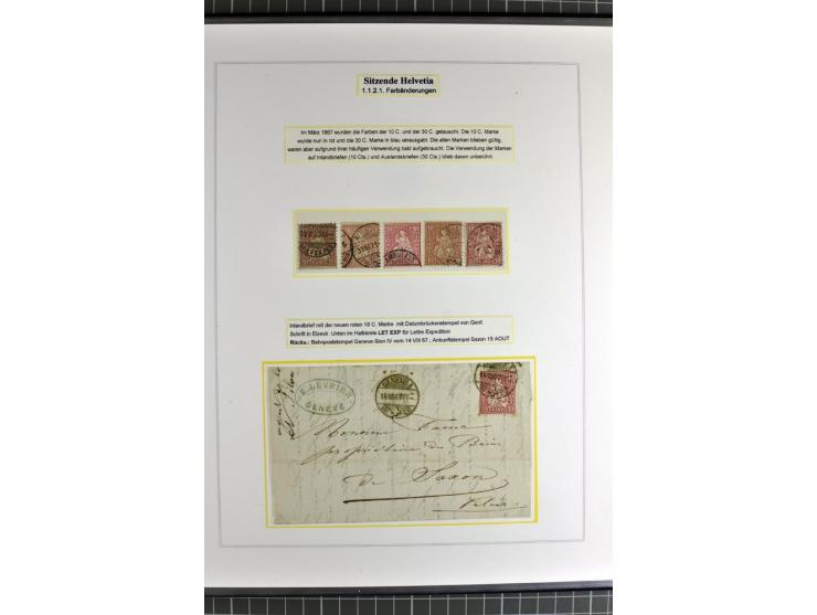 1862/81, Stehende Helvetia, Portostufen-Sammlung mit Briefen, Karten und Ganzsachen, dabei Mi.-Nr. 16+23 (Attest Renggli), 40