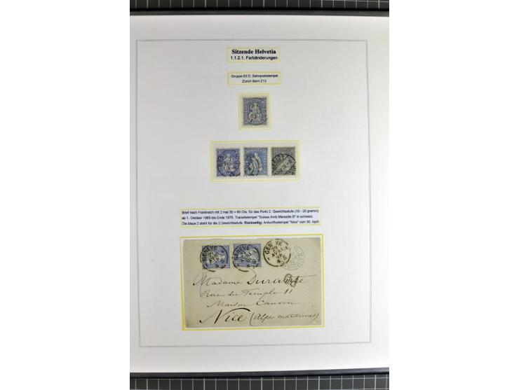 1862/81, Stehende Helvetia, Portostufen-Sammlung mit Briefen, Karten und Ganzsachen, dabei Mi.-Nr. 16+23 (Attest Renggli), 40