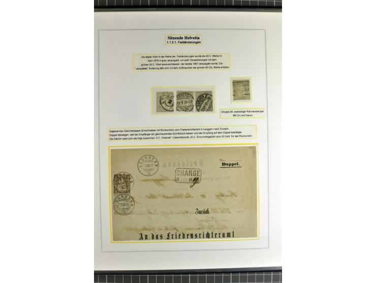 1862/81, Stehende Helvetia, Portostufen-Sammlung mit Briefen, Karten und Ganzsachen, dabei Mi.-Nr. 16+23 (Attest Renggli), 40