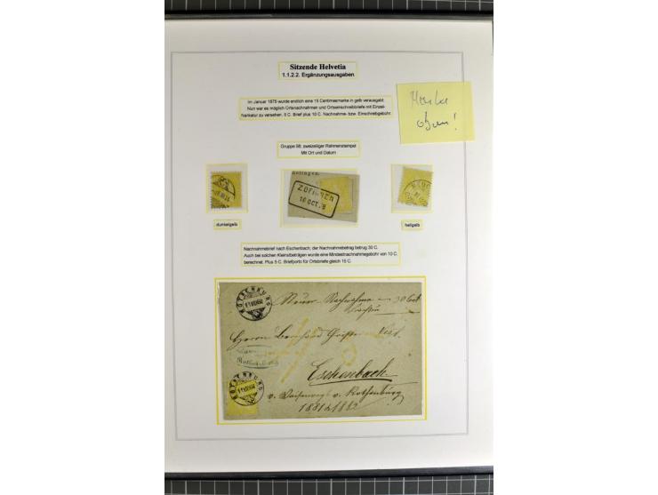 1862/81, Stehende Helvetia, Portostufen-Sammlung mit Briefen, Karten und Ganzsachen, dabei Mi.-Nr. 16+23 (Attest Renggli), 40