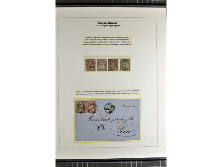 1862/81, Stehende Helvetia, Portostufen-Sammlung mit Briefen, Karten und Ganzsachen, dabei Mi.-Nr. 16+23 (Attest Renggli), 40